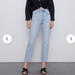 Zara Jeans Light Blue Distressed Raw Edge Jeans Size 6